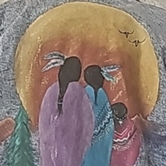 Eunina vtg 80s long jean denim jacket Southwestern artwork Native made in USA - Picture 14 of 14